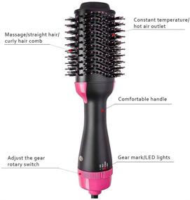 img 1 attached to 3-in-1 Electric Hot Air Brush: Hair Brush Dryer, Styler, Negative Ion Hair Dryer, Curler, and Straightener