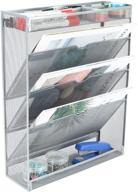 📁 efficient mesh wall file holder: easypag 3 tier vertical mount hanging organizer with tray & compartments - silver логотип