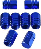 🔷 eboot 8 pieces blue hexagon shape tire stem valve caps - dustproof wheel valve covers for cars logo