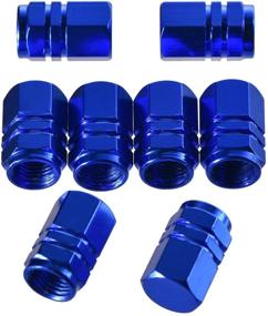 img 4 attached to 🔷 EBOOT 8 Pieces Blue Hexagon Shape Tire Stem Valve Caps - Dustproof Wheel Valve Covers for Cars