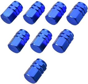 img 2 attached to 🔷 EBOOT 8 Pieces Blue Hexagon Shape Tire Stem Valve Caps - Dustproof Wheel Valve Covers for Cars
