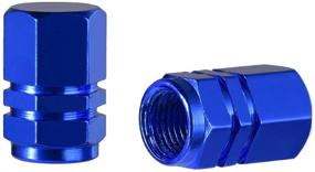 img 1 attached to 🔷 EBOOT 8 Pieces Blue Hexagon Shape Tire Stem Valve Caps - Dustproof Wheel Valve Covers for Cars