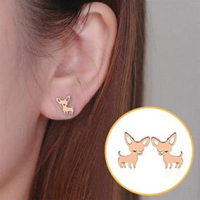 img 1 attached to 🐶 Chihuahua Earrings: Stylish Earring Set for Women, Teens, and Fur Mamas, Packaged in a Sleek Black Gift Pouch