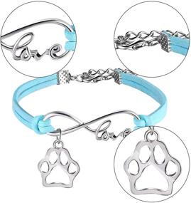 img 2 attached to 🐾 15 Pack Paw Print Bracelets: Adjustable Bangle Charm Bracelets for Puppy Lovers & Animal Themed Parties (Brown, Blue, White, Purple, Black) - Perfect for Kids & Adults!