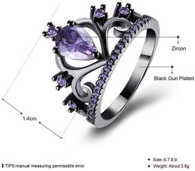 img 2 attached to WANGYUSHENG Women's Black Gold Plated Purple Amethyst CZ Princess Crown Tiara Ring – Perfect Wedding Band