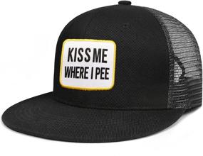 img 3 attached to 🏳️ Express Your Pride with LGBTQ Rainbow Show Me The Butthole Trucker Hat - Unisex Flat Bill Cap