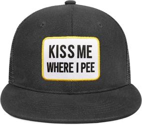 img 4 attached to 🏳️ Express Your Pride with LGBTQ Rainbow Show Me The Butthole Trucker Hat - Unisex Flat Bill Cap