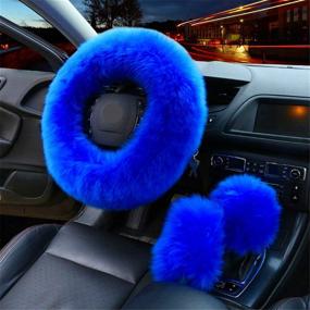img 4 attached to Fluffy Steering Wheel Cover Interior Accessories