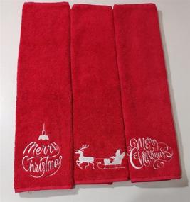 img 2 attached to 🎅 Georgiabags 3 Pack Towels: 100% Cotton, 11"x18" Embroidered Merry Christmas Fingertip Hand Towels - Top-Quality & Festive!