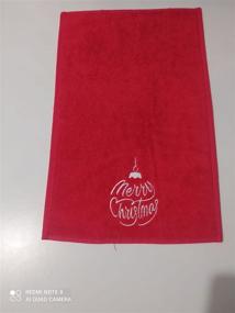 img 1 attached to 🎅 Georgiabags 3 Pack Towels: 100% Cotton, 11"x18" Embroidered Merry Christmas Fingertip Hand Towels - Top-Quality & Festive!