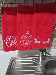 img 3 attached to 🎅 Georgiabags 3 Pack Towels: 100% Cotton, 11"x18" Embroidered Merry Christmas Fingertip Hand Towels - Top-Quality & Festive!