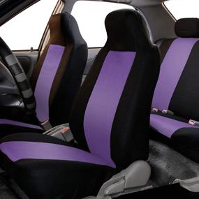 img 3 attached to FH Group FB102114 Classic Cloth Seat Covers (Purple) Full Set With Gift – Universal Fit For Cars Trucks &Amp