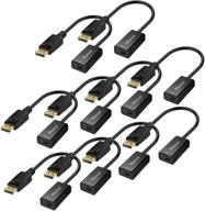 🔌 moread displayport to hdmi adapter - 10 pack, gold-plated male to female uni-directional converter for computer, desktop, pc, monitor, projector, hdtv - black logo