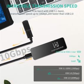 img 3 attached to 💻 KONYEAD USB C в M.2 Nvme SSD корпус: Адаптер высокой скорости USB 3.1 Gen 2 для накопителей NVMe PCIE M-Key, внешний корпус из прочного алюминия (Черный)