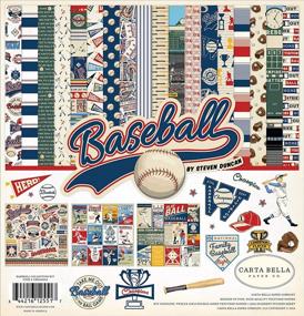 img 1 attached to Carta Bella Baseball Collection Kit Paper - Brown, Red, Blue, Navy, Green, Yellow