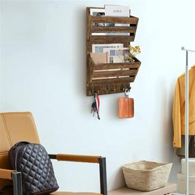 img 2 attached to 📫 SOWA Rustic Mail Organizer Wall Mount with Key Hangers - Decorative 2-Slot Hanging Mail Sorter and Key Holder for Wall - Paper, Letter, Magazine Wall Organizer with Metal Hooks for Entryway