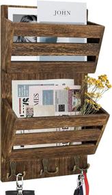 img 4 attached to 📫 SOWA Rustic Mail Organizer Wall Mount with Key Hangers - Decorative 2-Slot Hanging Mail Sorter and Key Holder for Wall - Paper, Letter, Magazine Wall Organizer with Metal Hooks for Entryway