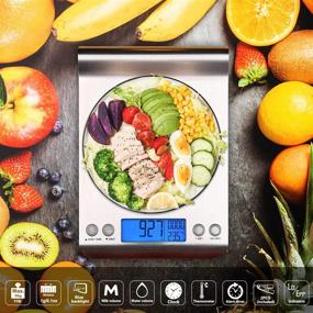 img 3 attached to 🔢 Ultra Slim Multifunction Stainless Steel Digital Kitchen Scale by Uten - 11lb 5kg Capacity, Hook Design, Back-Lit LCD Display, Fingerprint Resistant Coating, Battery Included