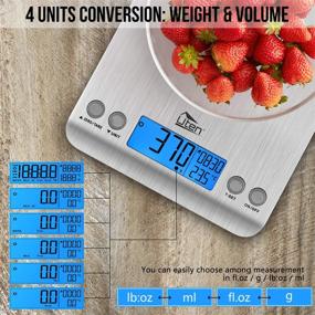 img 2 attached to 🔢 Ultra Slim Multifunction Stainless Steel Digital Kitchen Scale by Uten - 11lb 5kg Capacity, Hook Design, Back-Lit LCD Display, Fingerprint Resistant Coating, Battery Included