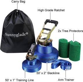 img 3 attached to 🌞 Sunnyglade 50ft Slackline Kit: Ultimate Complete Set for Kids and Adults - Including Training Line, Tree Protectors, High Grade Ratchet, Arm Trainer, and Carry Bag