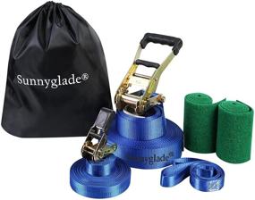 img 4 attached to 🌞 Sunnyglade 50ft Slackline Kit: Ultimate Complete Set for Kids and Adults - Including Training Line, Tree Protectors, High Grade Ratchet, Arm Trainer, and Carry Bag