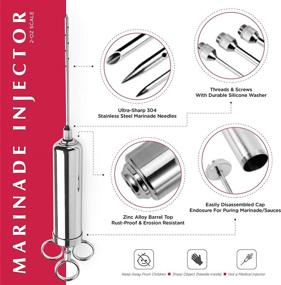 img 1 attached to 🥩 Mangiate - Stainless Steel Meat Injector for Enhanced Meat Marinades | Includes 3 Marinade Injector Needles & 2-oz Large Capacity