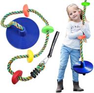 duenew climbing rope tree swing: multicolor platforms & blue disc swings set, perfect outdoor backyard playground playset accessories for kids логотип