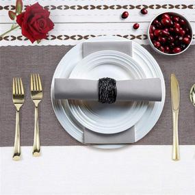 img 1 attached to 🧻 Soft and Absorbent Gray Paper Napkins - 100 Decorative Linen-Like Dinner Napkins, Disposable Hand Napkins for Kitchen, Bathroom, Parties, Weddings, Dinners, or Events