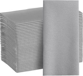 img 4 attached to 🧻 Soft and Absorbent Gray Paper Napkins - 100 Decorative Linen-Like Dinner Napkins, Disposable Hand Napkins for Kitchen, Bathroom, Parties, Weddings, Dinners, or Events