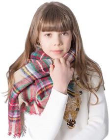 img 2 attached to 🧣 Девушки Jastore Стильный Плед: Красивые аксессуары и модные шарфы для девочек.