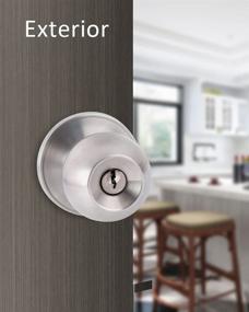 img 2 attached to 🚪 (2 Pack) Lanwandeng Satin Nickel Door Knobs with Lock and Keys – Ideal for Bedroom and Bathroom Doors, Exterior/Interior Handles