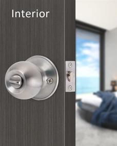 img 1 attached to 🚪 (2 Pack) Lanwandeng Satin Nickel Door Knobs with Lock and Keys – Ideal for Bedroom and Bathroom Doors, Exterior/Interior Handles