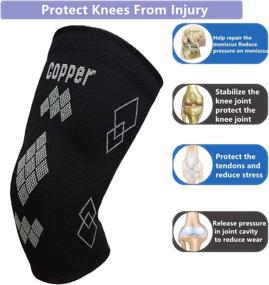 img 2 attached to 🩺 Copper Knee Brace for Arthritis Pain Relief - Supportive Copper Knee Sleeve Compression for Sports, Workouts, and Arthritis Relief in Women & Men