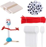 🎨 japi creativity set: plastic sporks, red pipe cleaners, clever eyes, popsicle stick logo