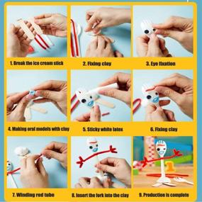 img 1 attached to 🎨 JAPI Creativity Set: Plastic Sporks, Red Pipe Cleaners, Clever Eyes, Popsicle Stick