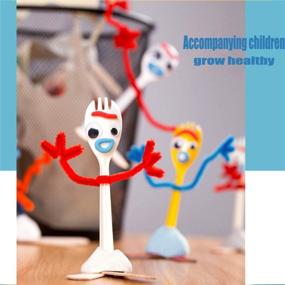 img 2 attached to 🎨 JAPI Creativity Set: Plastic Sporks, Red Pipe Cleaners, Clever Eyes, Popsicle Stick