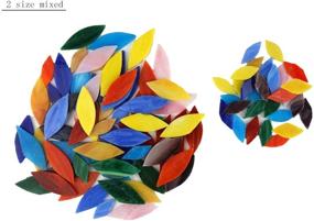 img 1 attached to 🌸 Lanyani Bright Glass Petal Mosaic Tiles: Hand-Cut Stained Glass Flower Leaves for Crafts - Assorted Sizes & Colors, 100 Pieces