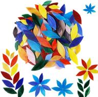 🌸 lanyani bright glass petal mosaic tiles: hand-cut stained glass flower leaves for crafts - assorted sizes & colors, 100 pieces logo