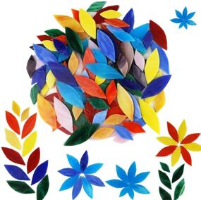 img 4 attached to 🌸 Lanyani Bright Glass Petal Mosaic Tiles: Hand-Cut Stained Glass Flower Leaves for Crafts - Assorted Sizes & Colors, 100 Pieces