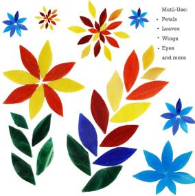 img 2 attached to 🌸 Lanyani Bright Glass Petal Mosaic Tiles: Hand-Cut Stained Glass Flower Leaves for Crafts - Assorted Sizes & Colors, 100 Pieces