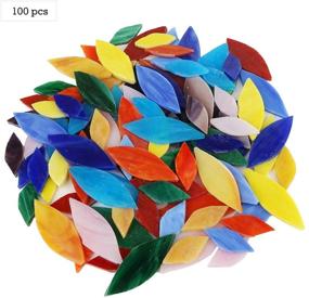 img 3 attached to 🌸 Lanyani Bright Glass Petal Mosaic Tiles: Hand-Cut Stained Glass Flower Leaves for Crafts - Assorted Sizes & Colors, 100 Pieces