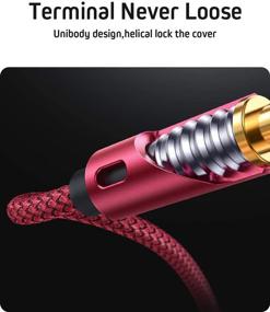 img 1 attached to 🎧 AINOPE 2-Pack/4ft Aux Cables - 90°Angled 3.5mm Aux Cord for High-Fidelity Sound - Nylon Braided Male to Male Stereo Audio Cables - Red