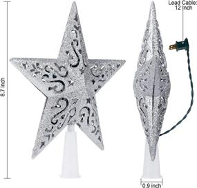 img 3 attached to 🌟 Light up your Christmas tree with the stunning 8" Hollowed 3D Pentagram Star Tree Topper - Silver Coated with 10 Built-in Clear Bulbs and Spare Bulbs & Fuses for Festive Christmas Decorations