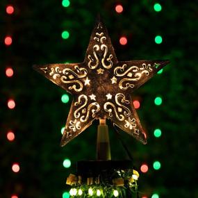 img 1 attached to 🌟 Light up your Christmas tree with the stunning 8" Hollowed 3D Pentagram Star Tree Topper - Silver Coated with 10 Built-in Clear Bulbs and Spare Bulbs & Fuses for Festive Christmas Decorations
