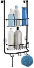 img 1 attached to 🚿 Matte Black iDesign Forma Bathroom Over The Door Shower Caddy - Storage Baskets, Shelves, and Hooks for Shampoo, Conditioner, Soap