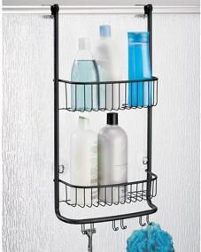 img 2 attached to 🚿 Matte Black iDesign Forma Bathroom Over The Door Shower Caddy - Storage Baskets, Shelves, and Hooks for Shampoo, Conditioner, Soap