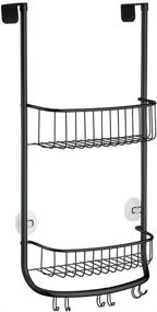 img 3 attached to 🚿 Matte Black iDesign Forma Bathroom Over The Door Shower Caddy - Storage Baskets, Shelves, and Hooks for Shampoo, Conditioner, Soap