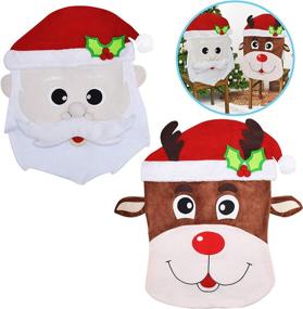 img 3 attached to 🎅 JOYIN Christmas Santa and Reindeer Chair Slip Covers: Festive Indoor Décor, Party Supplies, Restaurant Holiday Decorations