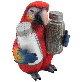 img 3 attached to 🦜 Tropical Parrot Glass Salt and Pepper Shaker Set with Holder Figurine - Ideal for Beach Bar or Restaurant, Nautical Kitchen Table, Decorative Macaw and Bird Sculpture Spice Rack Gifts…