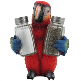 img 4 attached to 🦜 Tropical Parrot Glass Salt and Pepper Shaker Set with Holder Figurine - Ideal for Beach Bar or Restaurant, Nautical Kitchen Table, Decorative Macaw and Bird Sculpture Spice Rack Gifts…